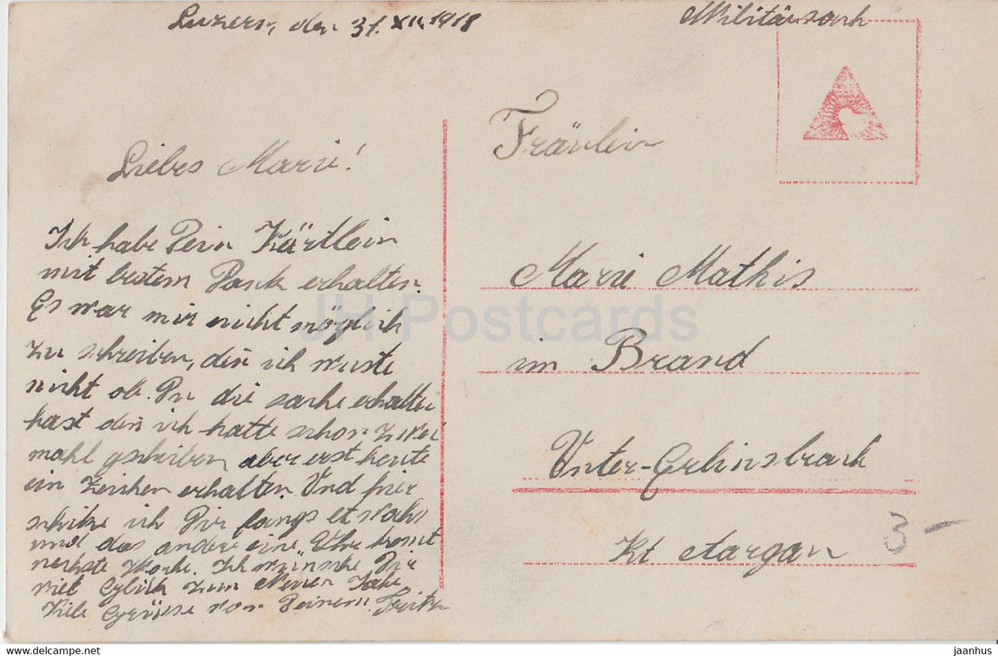 New Year Greeting Card - Die Besten Neujahrsgrusse - couple - Amag 61958/3 - old postcard - 1918 - Germany - used