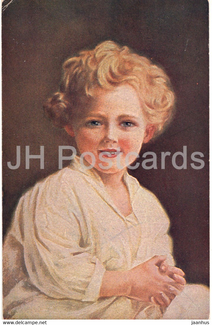 Good Morning - boy - children - illustration - Paul Heckscher - old postcard - 1920 - used - JH Postcards