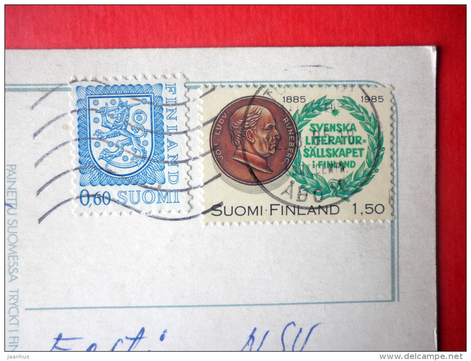 illustration - girl praying - teddybear - dolls - literature - 5240/4 - Finland - sent from Finland to Estonia USSR 1988 - JH Postcards