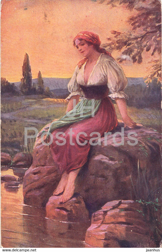 painting by C. Muttich - Opustena - Verlassen - 1057 - Czech art - Czech Republic - unused - JH Postcards