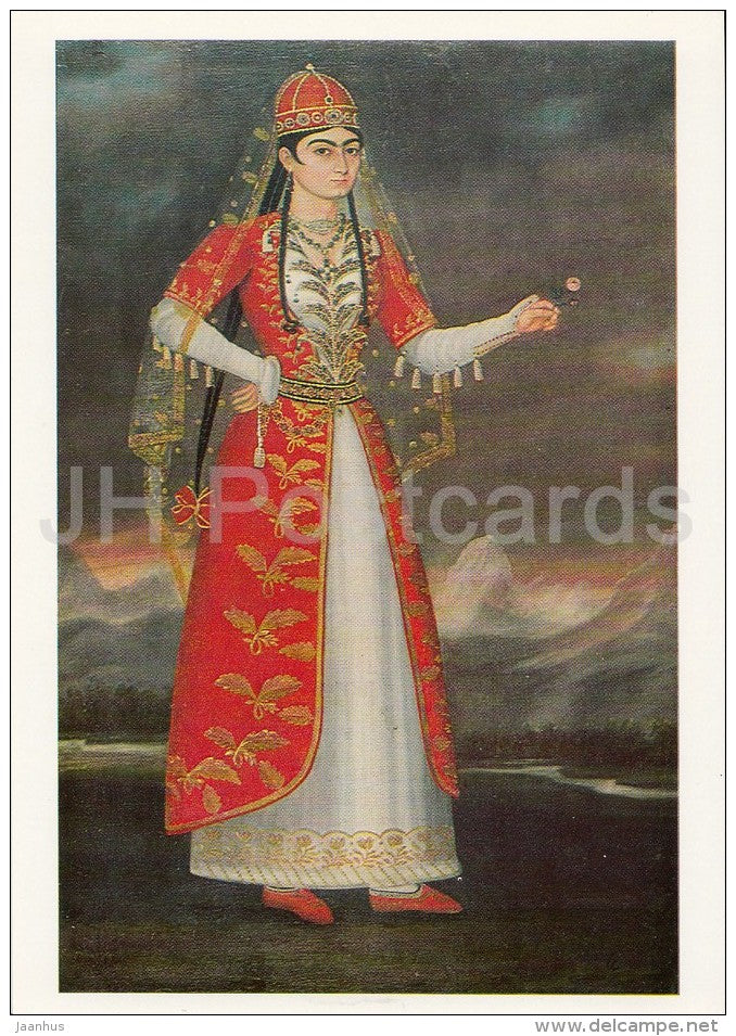 painting by Unknown Painter - Portrait of Nino Eristavi , 1829 - Georgian art - 1984 - Russia USSR - unused - JH Postcards