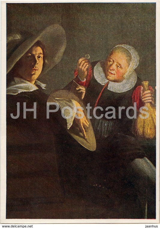 painting by Judith Leyster - Der Lautenspieler - The Lute Player - Dutch art - 1963 - Germany DDR - unused - JH Postcards