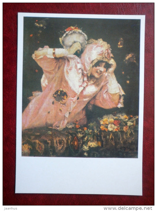 painting by V. Surikov , Italian woman , sketch , 1884 - russian art  - unused - JH Postcards