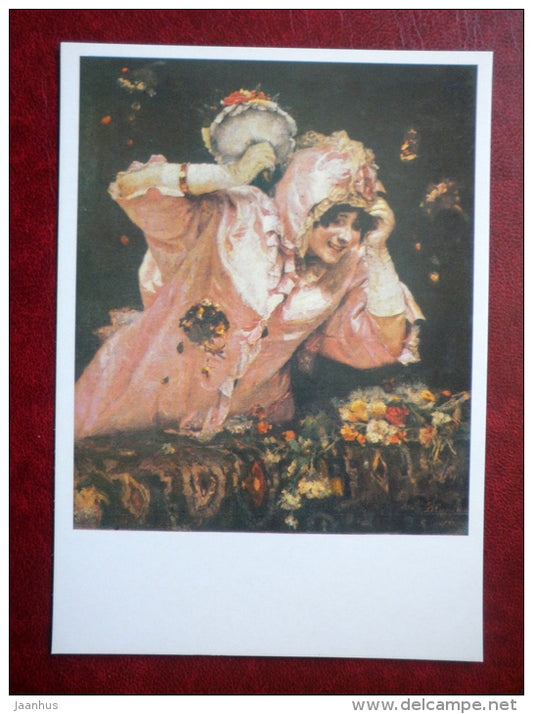 painting by V. Surikov , Italian woman , sketch , 1884 - russian art  - unused - JH Postcards
