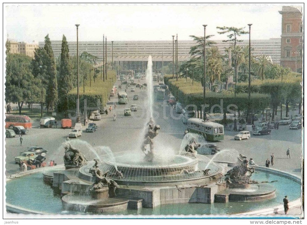 Piazza dell´Esedra - Esedra Square - fountain - trolleybus - Roma - Rome - 23 - Italia - Italy - used - JH Postcards