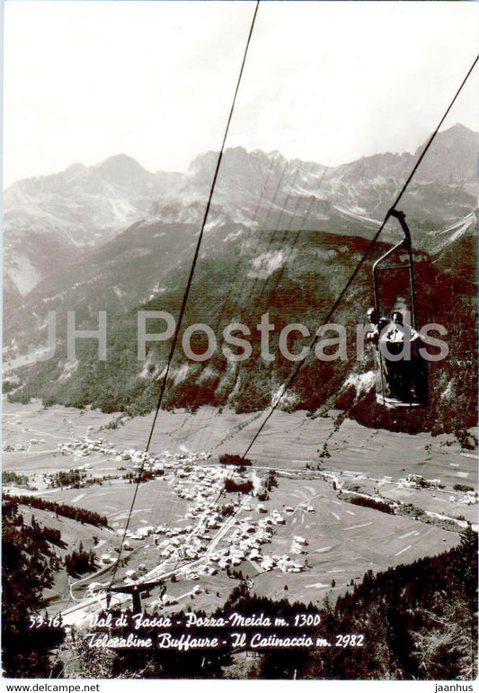 Val di Fassa - Pozza Meida - Telecabine Buffaure - Il Catinaccio - cable car - 1969 - Italy - used - JH Postcards