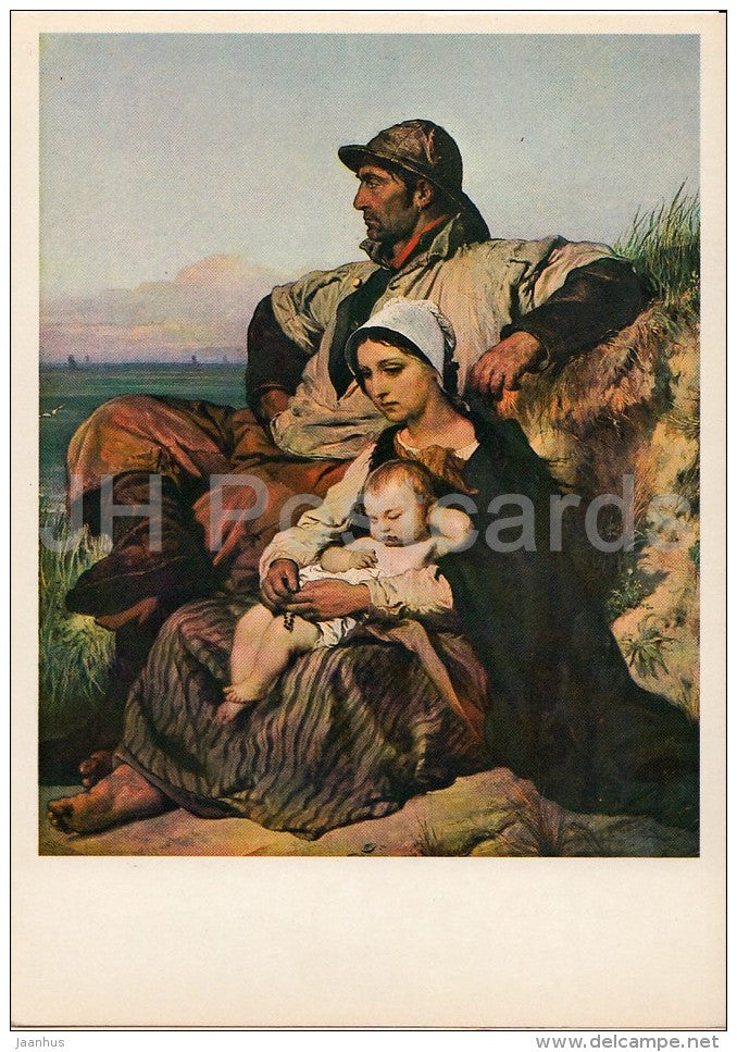 painting by Louis Gallait - Family of a Fisherman , 1848 - child - Belgian art - 1980 - Russia USSR - unused - JH Postcards