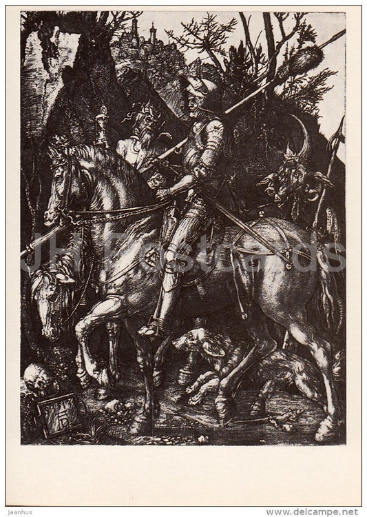 painting by Albrecht Durer - Knight , Death and Devil , 1513 - German art - Russia USSR - 1984 - unused - JH Postcards