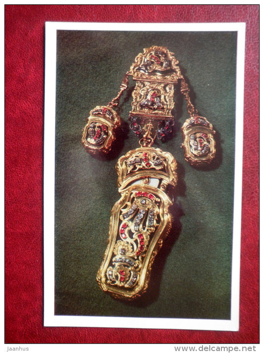 Manicure set on chatelaine , London , 18th century - Western European Jewelry - 1971 - Russia USSR - unused - JH Postcards