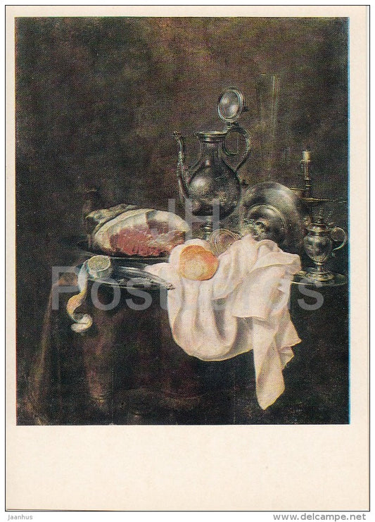 painting by Willem Claesz. Heda - Ham and Silver Dishes - Dutch art - 1973 - Russia USSR - unused - JH Postcards