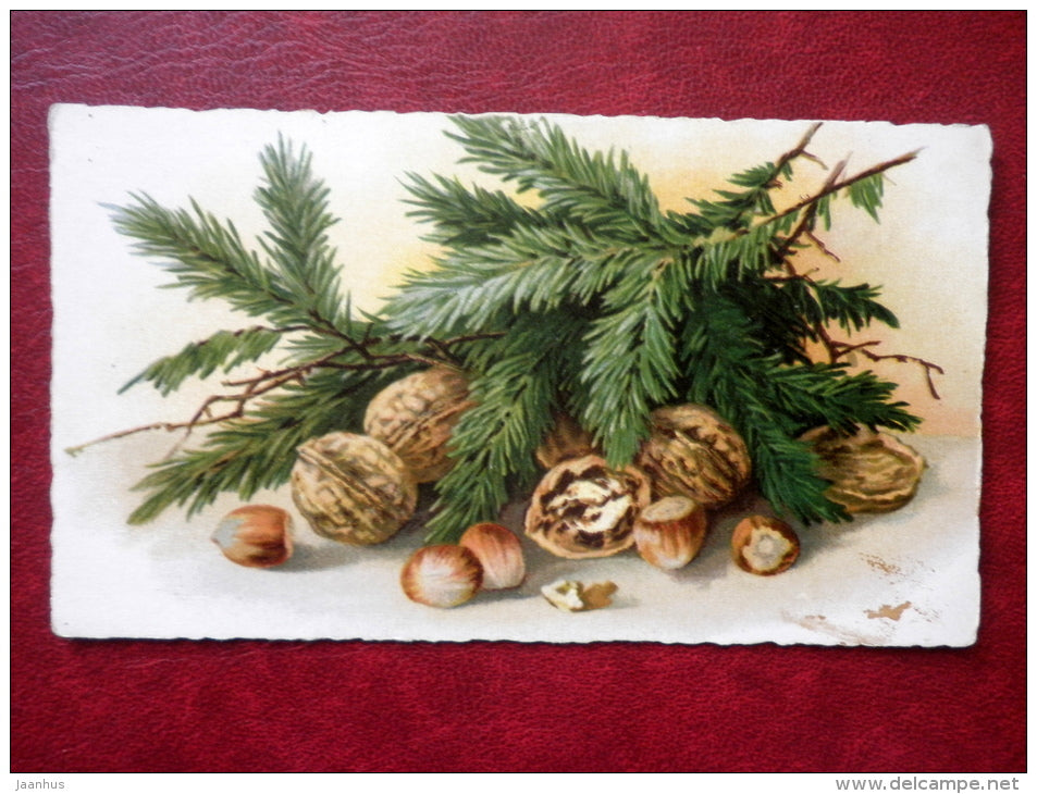 New Year Greeting Card - nuts - 1920s-1930s - 3254 - Estonia - used - JH Postcards