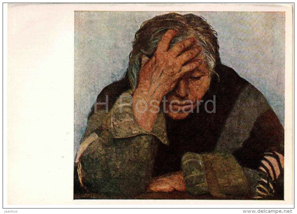 painting by G. Korzhev - Mother , 1962-64 - russian art - unused - JH Postcards