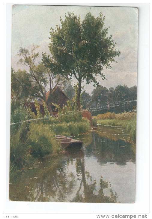 painting by Walter Moras - Spreewaldmotiv II - Gem 433 - circulated in 1925 in Estonia , Narva - german art - used - JH Postcards