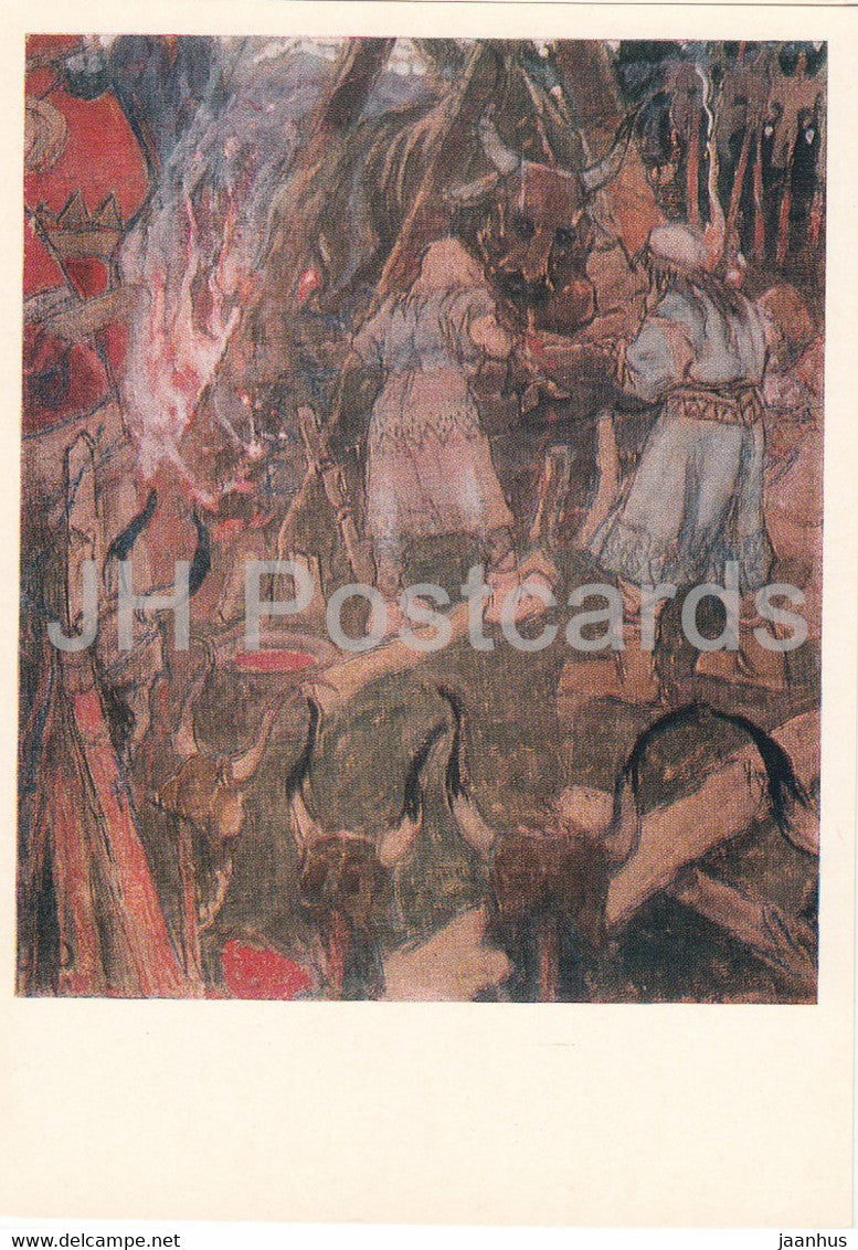 painting by N. Roerich - Sacrifice - Russian art - 1981 - Russia USSR - unused - JH Postcards