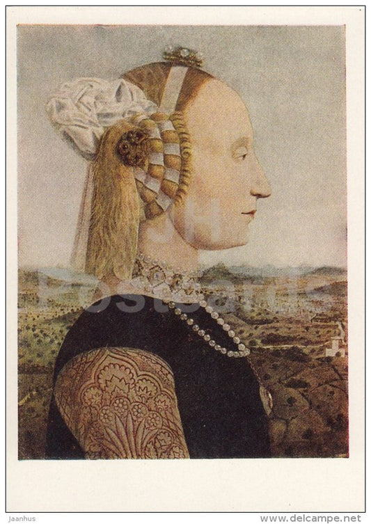 painting by Piero della Francesca - Portrait of Battista Sforza - woman - Italian Art - 1964 - Russia USSR - unused - JH Postcards