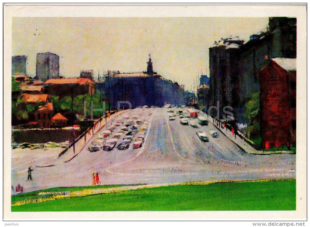 painting by G. Manizer - Kamennyi bridge . Moscow - kremlin - russian art - unused - JH Postcards