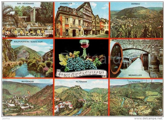 Bad Neuenahr - Ahrweiler - Dernau - Walporzheim - Weinkeller - Mayschoss - Altenahr - Germany - 1984 gelaufen - JH Postcards