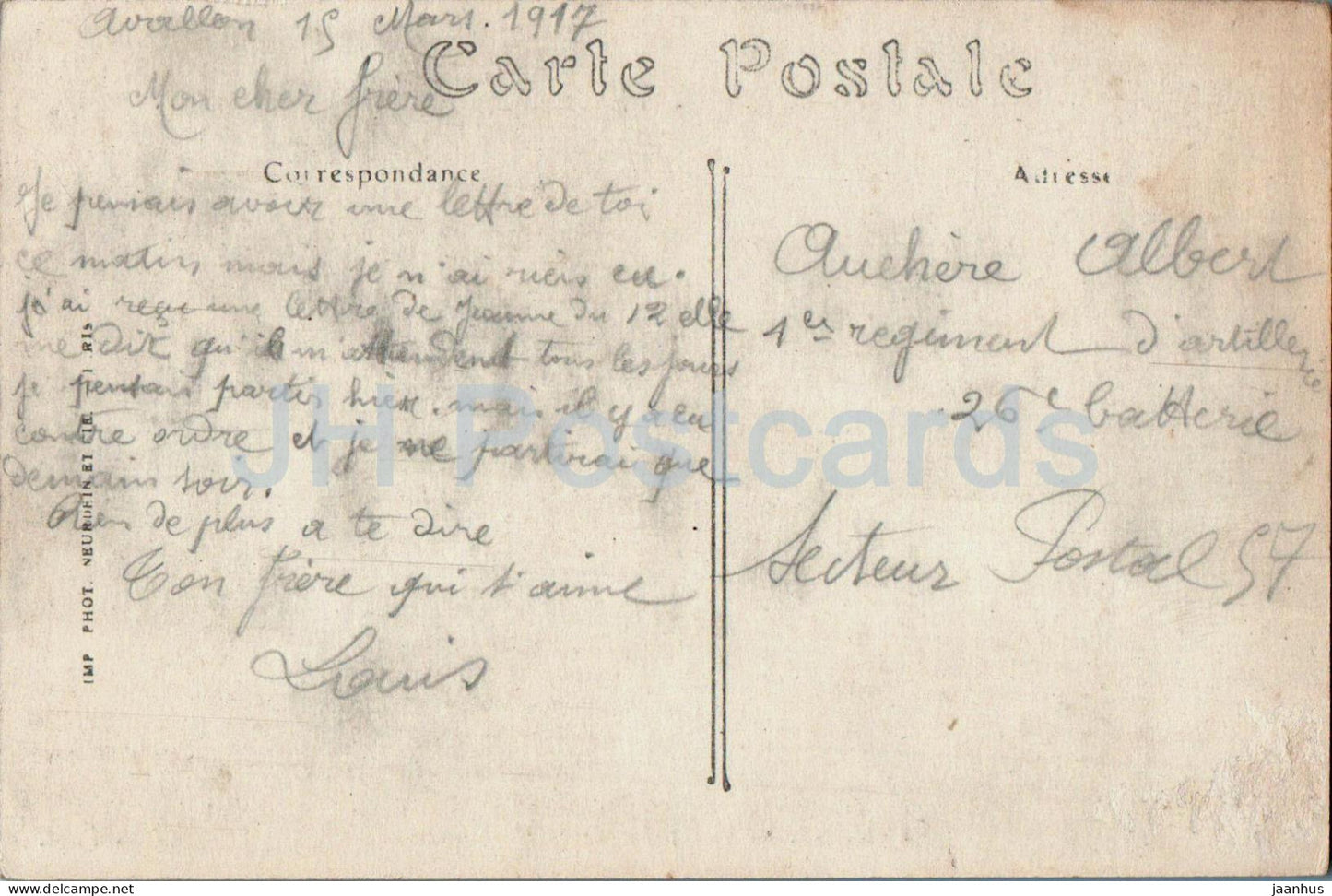 Avallon - Vue prise de la Morlande - 232 - alte Postkarte - 1917 - Frankreich - gebraucht 