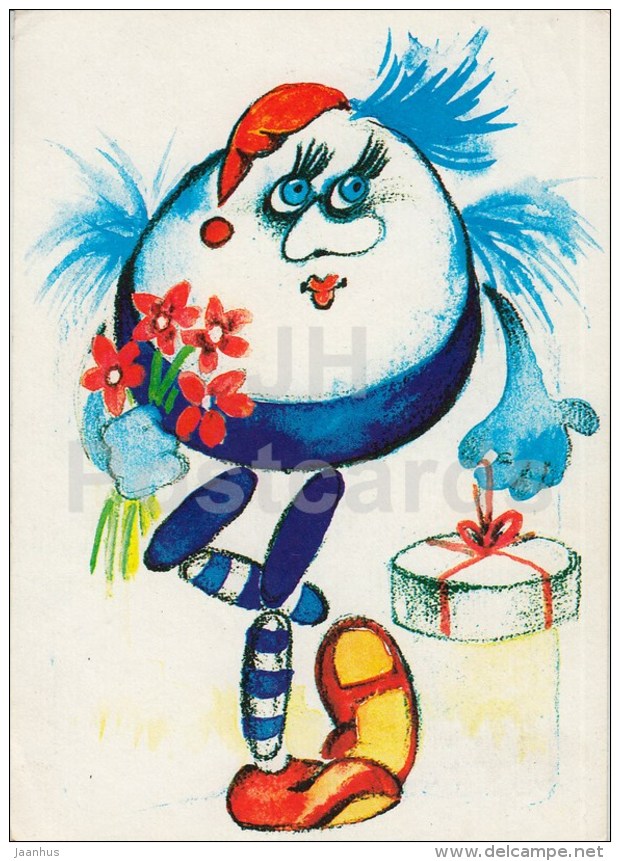 Birthday Greeting card by G. Randla - Himpel - illustration - 1986 - Estonia USSR - used - JH Postcards