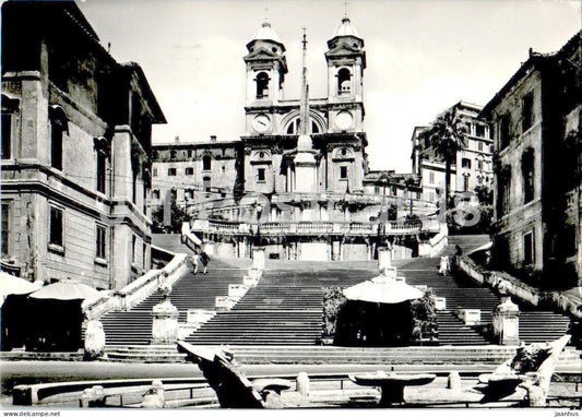 Roma - Rome - Piazza di Spagna e Trinita dei Monti - The Spain Square - 3640 - old postcard - 1955 - Italy - used - JH Postcards