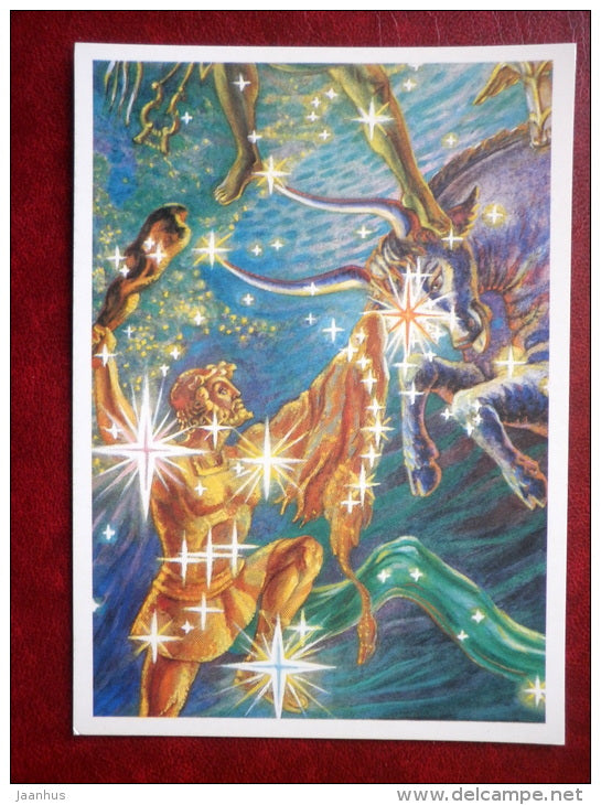 Orion - Taurus - constellations - bull - stars - night sky - 1990 - Russia USSR - unused - JH Postcards