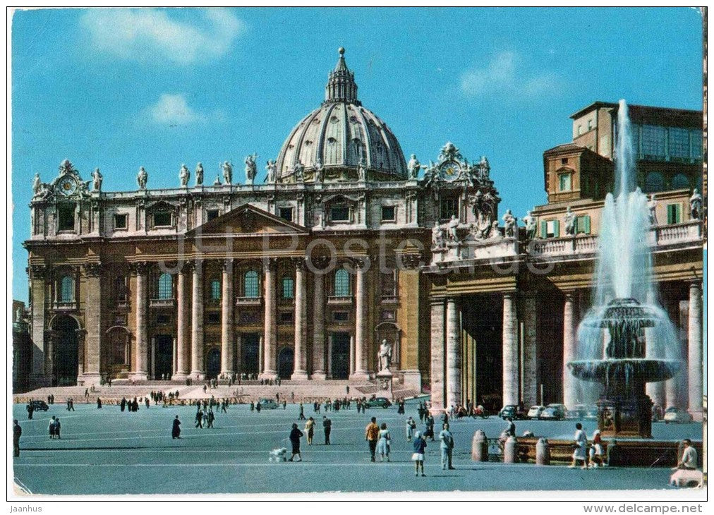 Piazza S. Pietro - St. Peter`s Square - fountain - Roma - Rome - Vatican - 228 - Italia - Italy - used - JH Postcards