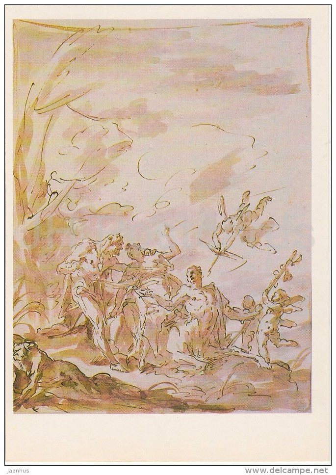 painting by Giovanni Antonio Pellegrini -  Kidnapping of Deianira - Italian art - Russia USSR - 1984 - unused - JH Postcards