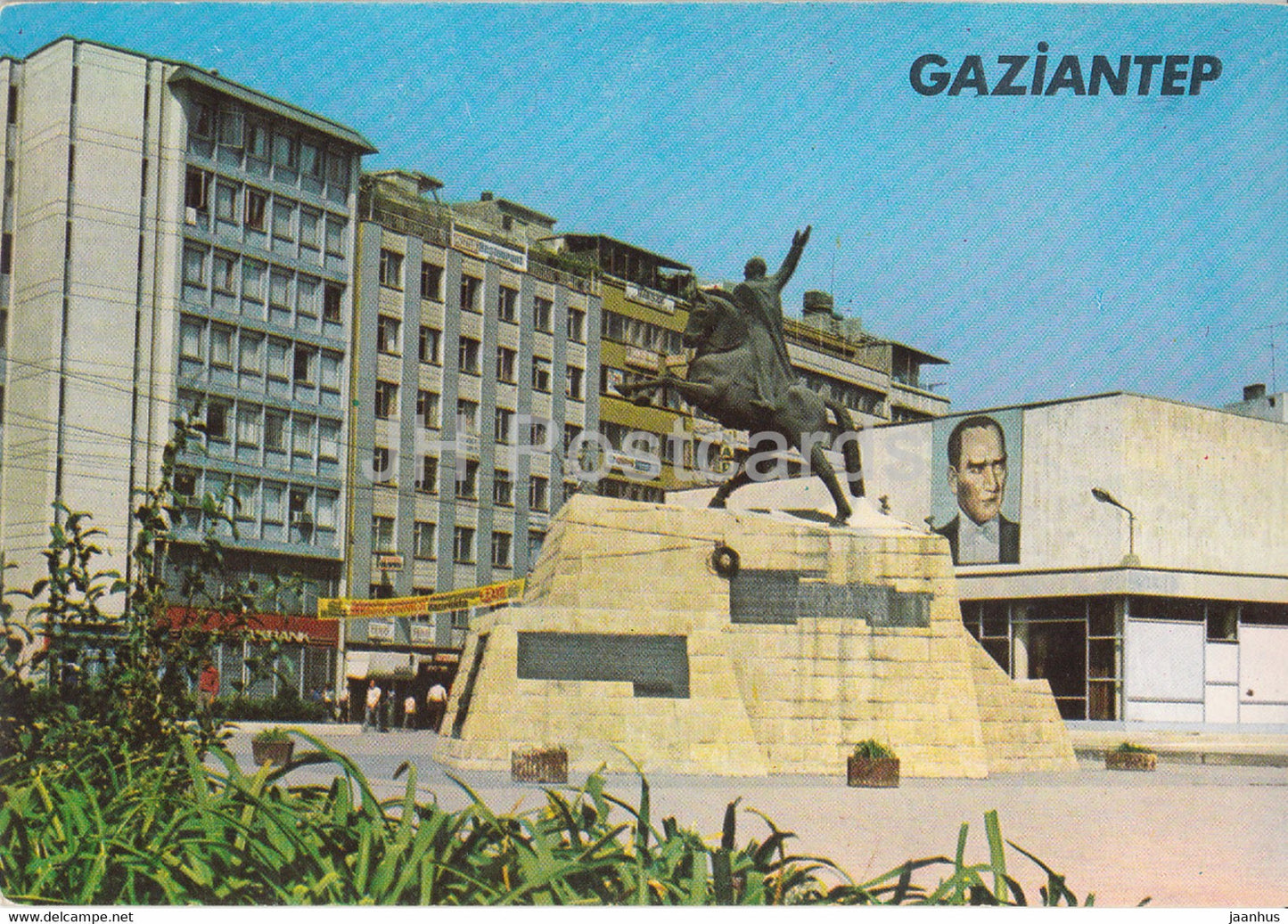 Gaziantep - City view - square - monument - horse - 1987 - Turkey - used - JH Postcards
