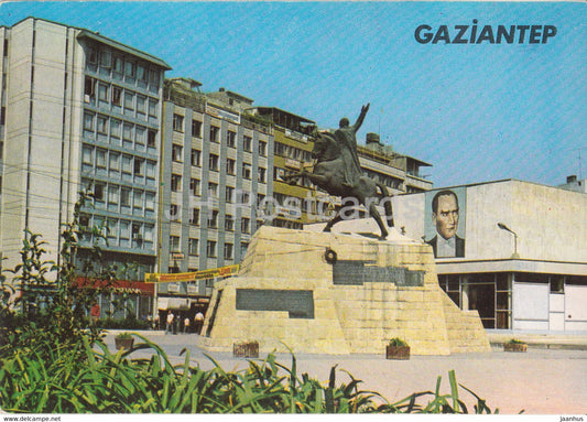 Gaziantep - City view - square - monument - horse - 1987 - Turkey - used - JH Postcards