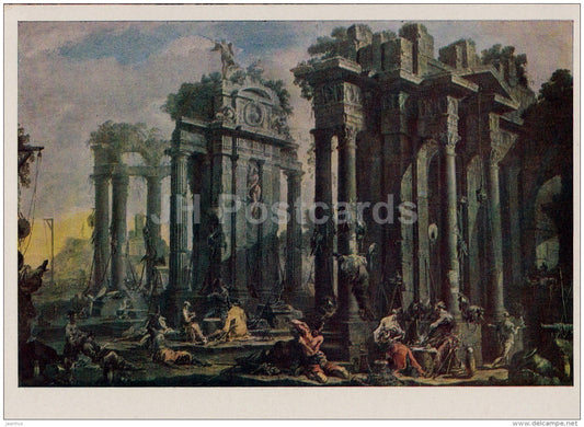 painting by Alessandro Magnasco - Camp of bandits - Italian art - old postcard - Russia USSR - unused - JH Postcards