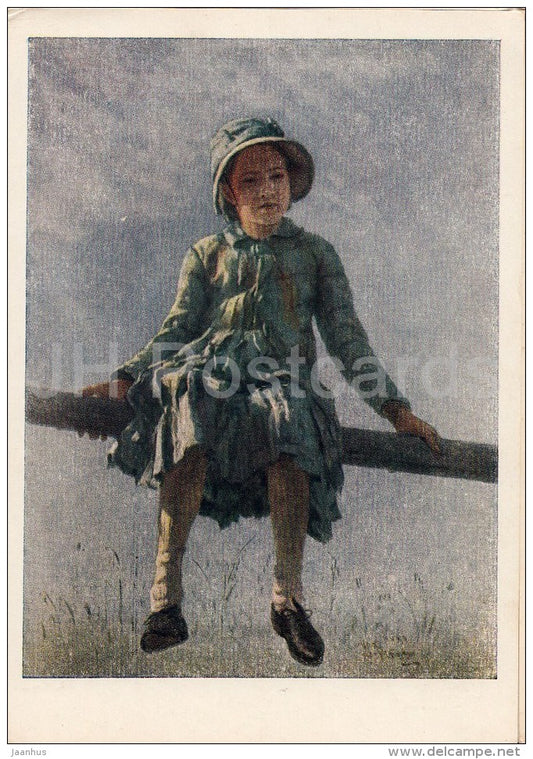 painting by I. Repin - Portrait of Artist´s Daughter , 1884 - Russian art - 1955 - Russia USSR - unused - JH Postcards
