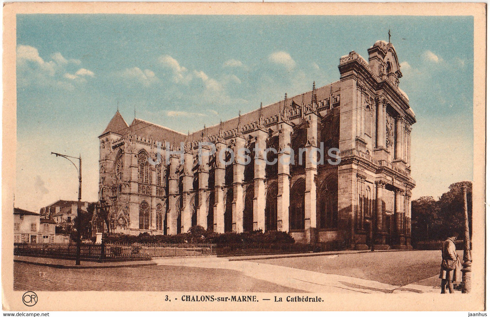 Chalons sur Marne - La Cathedrale - cathedral - 3 - old postcard - France - unused - JH Postcards