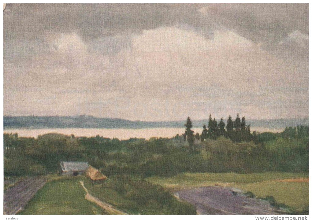 painting by V. Bogatkin - Harku lake - russian art  - unused - JH Postcards