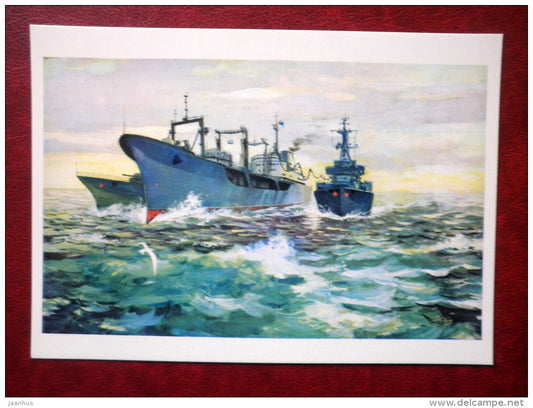 tanker Boris Chilikin - by A. Babanovskiy - warship - 1973 - Russia USSR - unused - JH Postcards