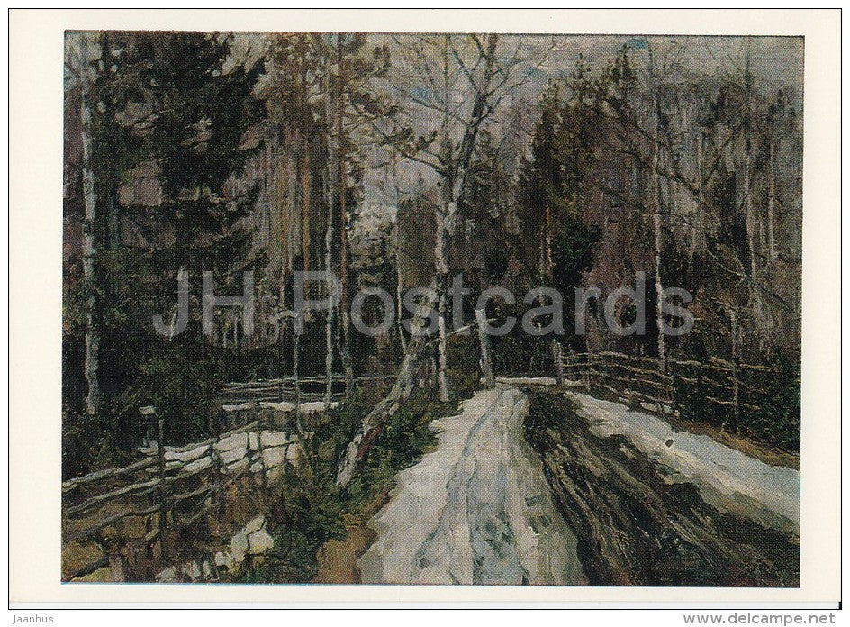 painting by S. Zhukovsky - Early Spring , 1910 - Russian art - 1974 - Russia USSR - unused - JH Postcards