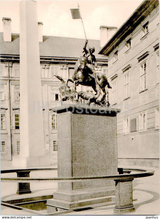 Praha - Prague - Reiterstandbild - St George - sculpture - horse - Czech Republic - Czechoslovakia - unused - JH Postcards
