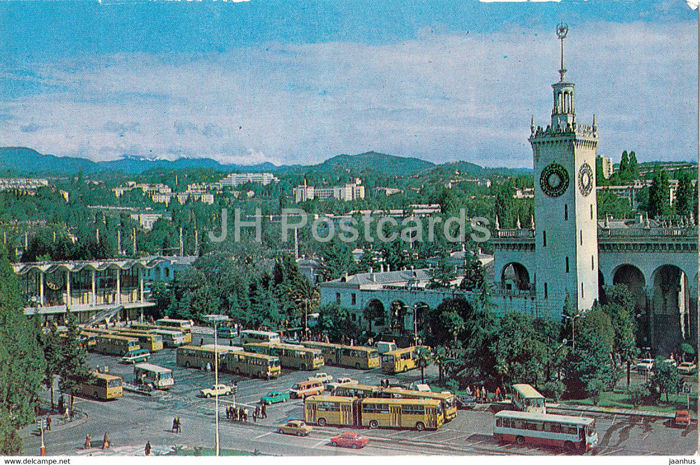 Sochi - Bus and Railway station - bus Ikarus - 1981 - Russia USSR - unused - JH Postcards