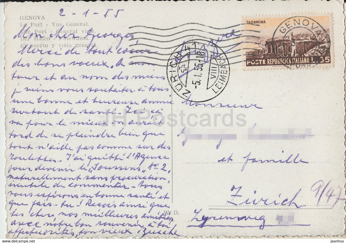 Genova - Gênes - Veduta del Porto - port - navire - carte postale ancienne - 1955 - Italie - utilisé