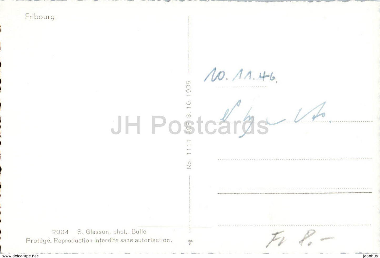 Fribourg - 1111 - carte postale ancienne - 1946 - Suisse - occasion