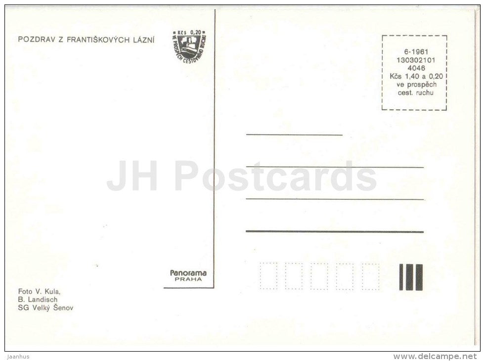 Frantiskovy Lazne - spa - Czechoslovakia - Czech - unused - JH Postcards