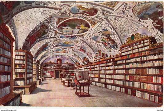 Strahov - Theologicky sal - The Theological Hall - 1671 - old postcard - Czech Republic - unused - JH Postcards