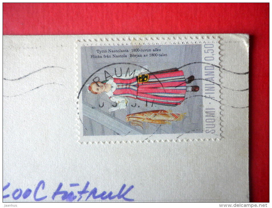 illustration - elephant - folk costumes - 1152/6 - Finland - sent from Finland Rauma to Estonia USSR 1973 - JH Postcards