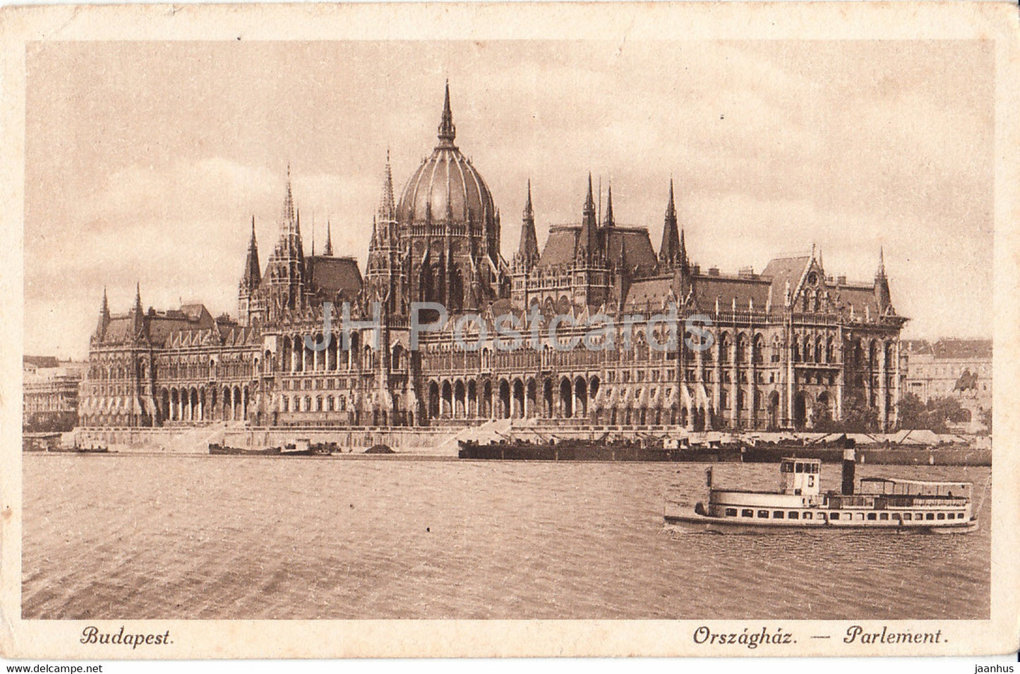 Budapest - Orszaghaz - Parlement - parliament - steamer - boat - old postcard - Hungary - unused - JH Postcards