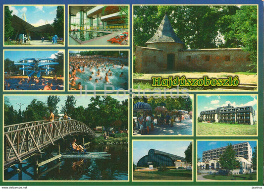 Hajduszboszlo - bridge - hotel - pool - multiview - 1998 - Hungary - used - JH Postcards