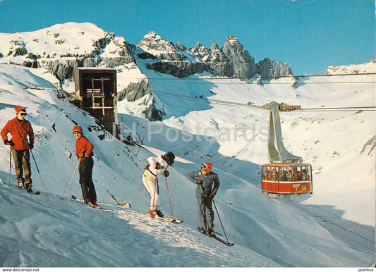 Flims - die neue Grauberg Luftseilbahn mit Tschingelhorner - cable car - ski resort - skiing - 1978 - Switzerland - used - JH Postcards