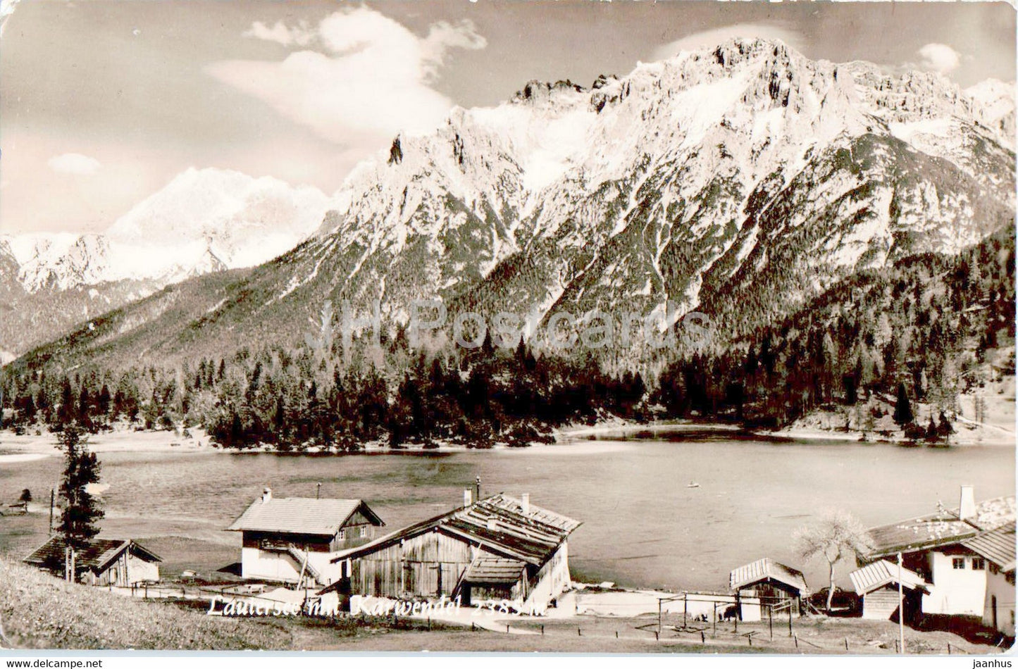 Lautersee mit Karwendel 2385 m - old postcard - 1966 - Germany - used - JH Postcards
