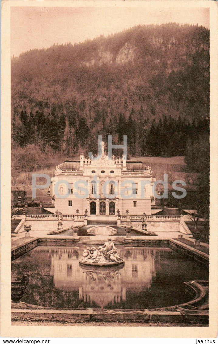 Schloss Linderhof - Florabrunnen - castle - old postcard - 1923 - Germany - used - JH Postcards