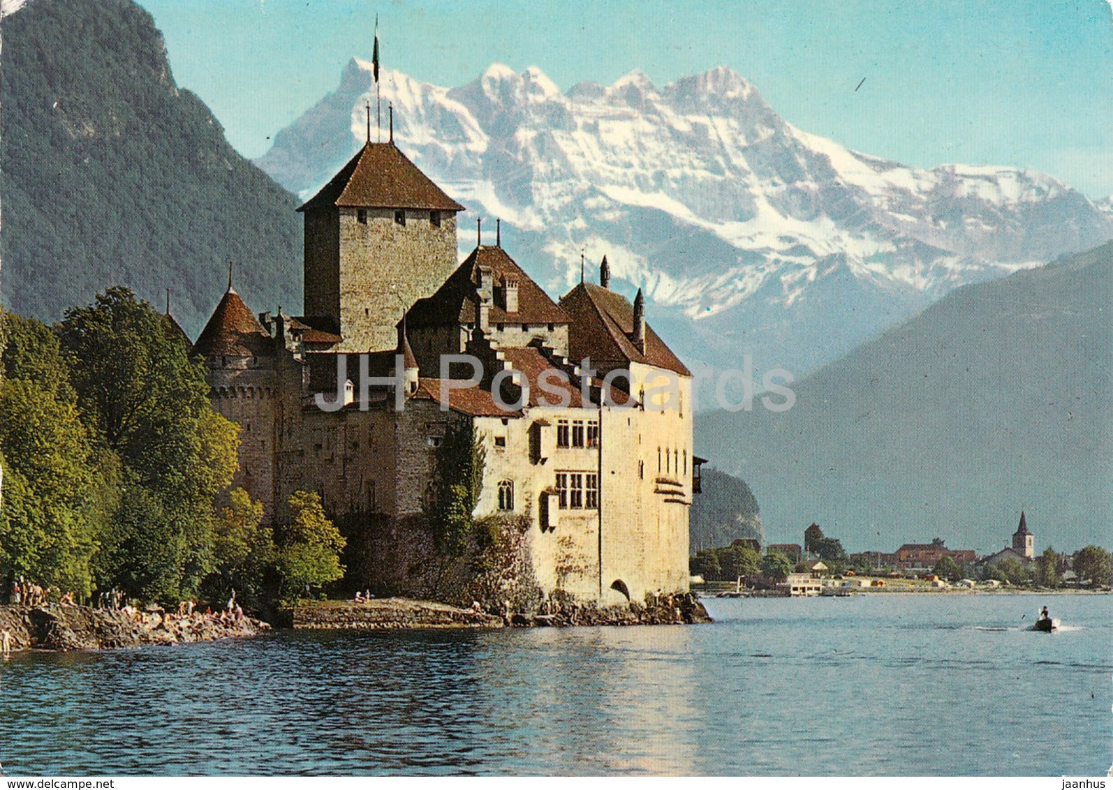 Le Chateau de Chillon pres Montreux - Lac Leman - Dents Du Midi - castle - 1978 - Switzerland - used - JH Postcards