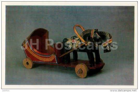 Horse and Cart , Gorky Region - Russian Folk Toys - 1984 - Russia USSR - unused - JH Postcards