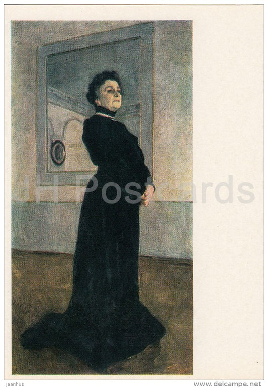 painting by V. Serov - Portrait of the artist M. Yermolova , 1905 - old woman  Russian art - Russia USSR - 1981 - unused - JH Postcards
